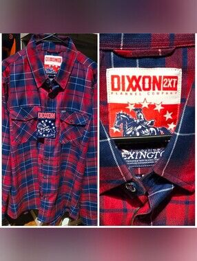 DIXXON 2XT The Lexingtom Red & Blue Flannel Shirt With Sticker/Tag